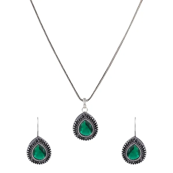 Oxidised_Teardrop_Pendant_Necklace_Set_with_Matching_Drop_Earrings