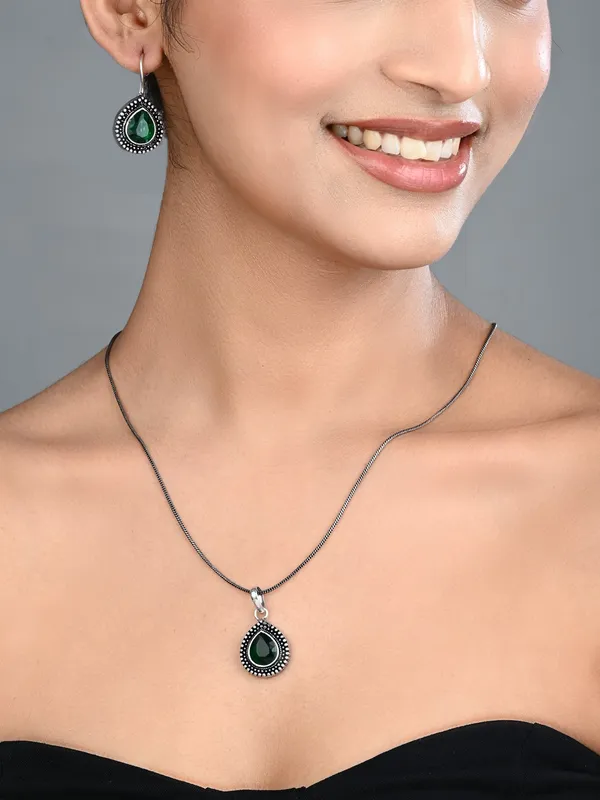 Oxidised_Teardrop_Pendant_Necklace_Set_with_Matching_Drop_Earrings