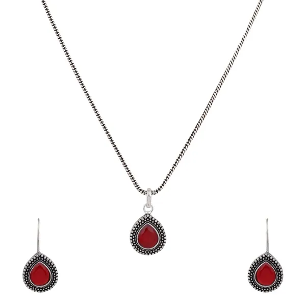Oxidised_Teardrop_Pendant_Necklace_Set_with_Matching_Drop_Earrings