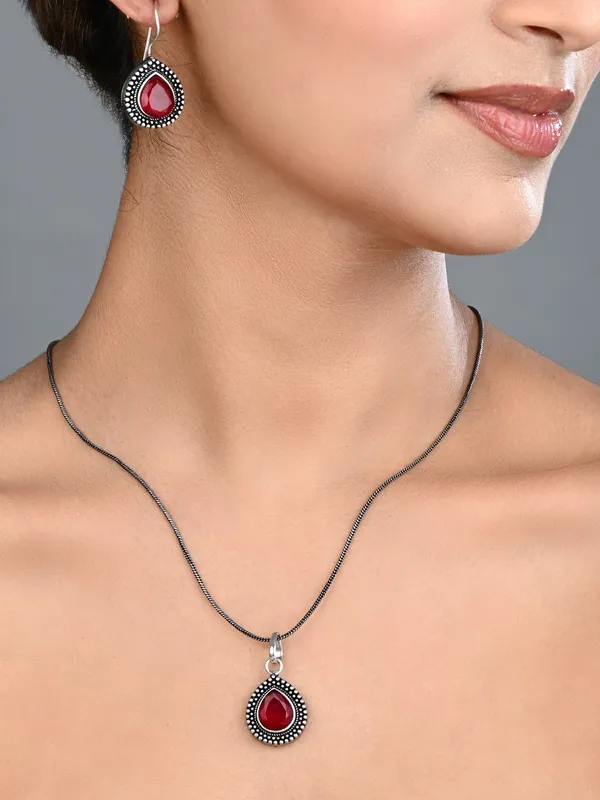 Oxidised_Teardrop_Pendant_Necklace_Set_with_Matching_Drop_Earrings