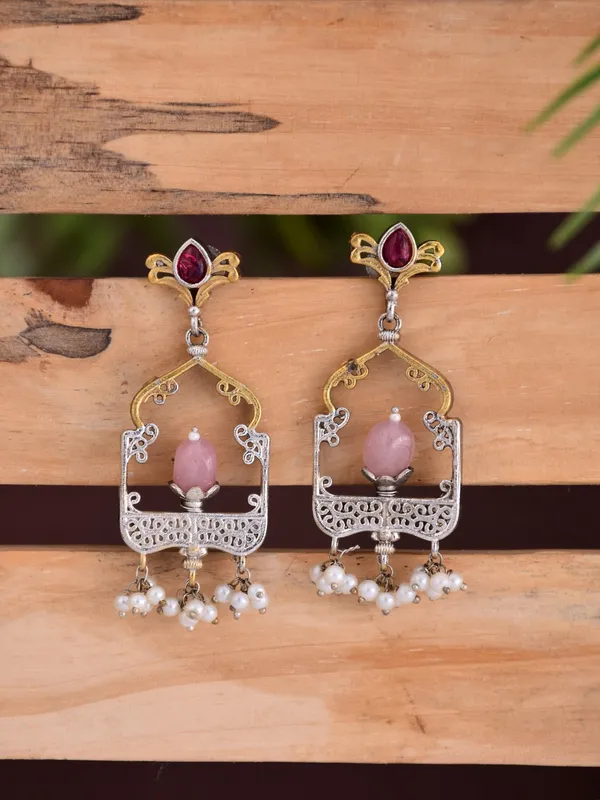 Elegant_Dual-Tone_Jharokha_Drop_Earrings