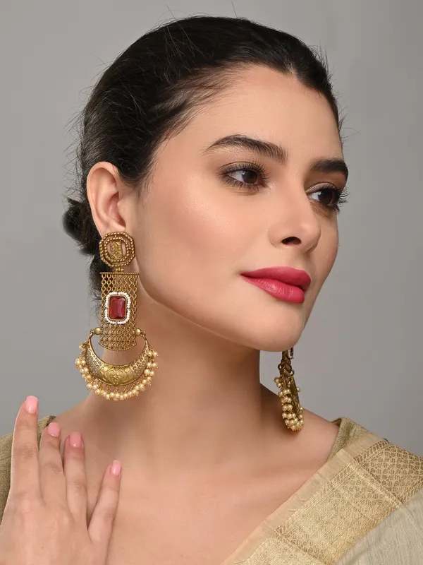Antique_Finish_Brass_Pink_Stone_Chandbali_Earrings