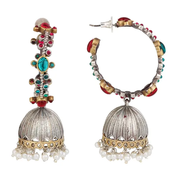 Silver-Tone_Brass_Stone-Studded_Jhumka_Earrings