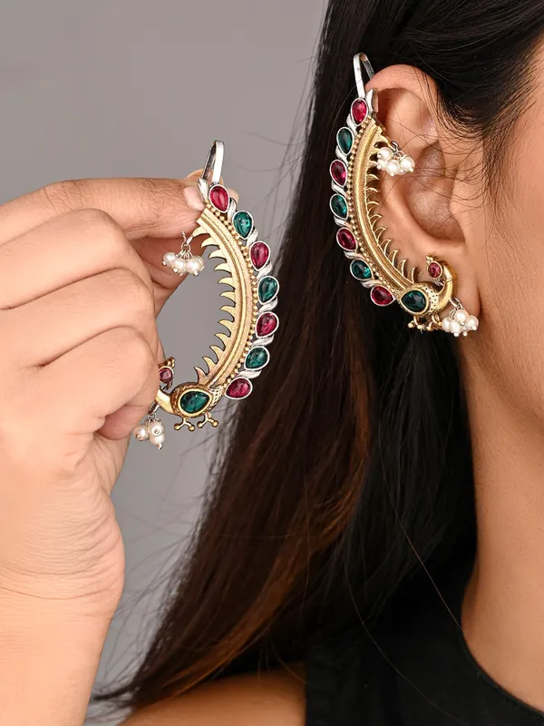 Peacock_Crescent_Earrings