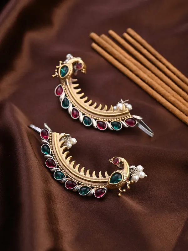 Peacock_Crescent_Earrings