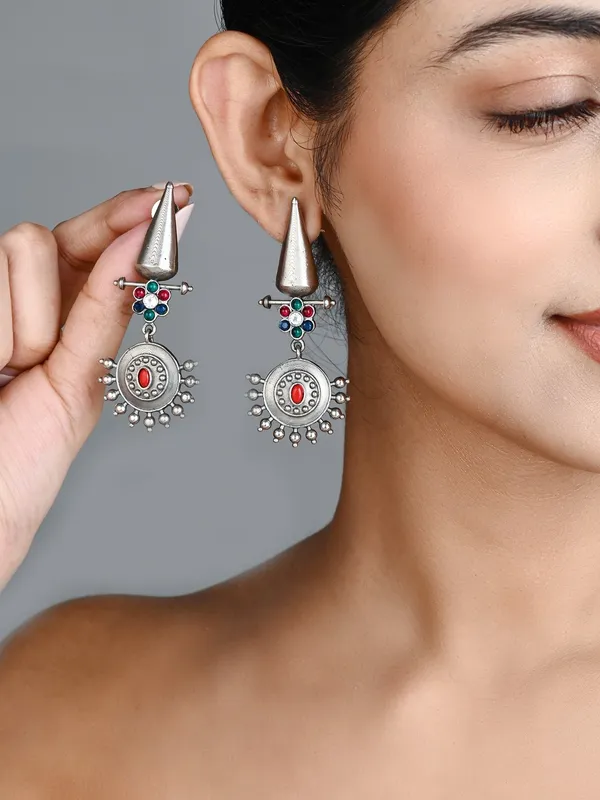 Oxidised_Tribal_Sun_Motif_Drop_Earrings