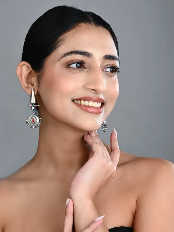 Oxidised_Tribal_Sun_Motif_Drop_Earrings