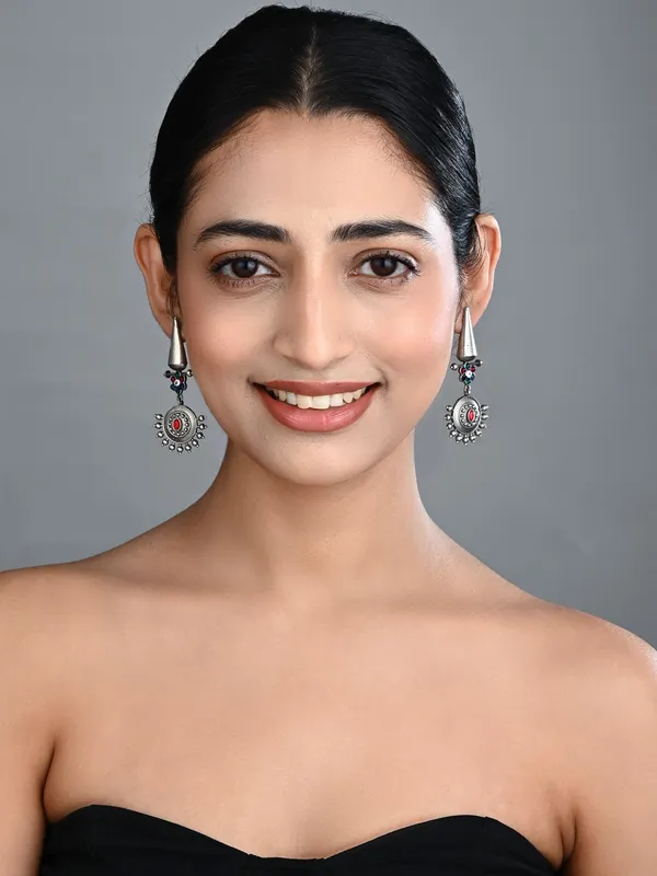 Oxidised_Tribal_Sun_Motif_Drop_Earrings