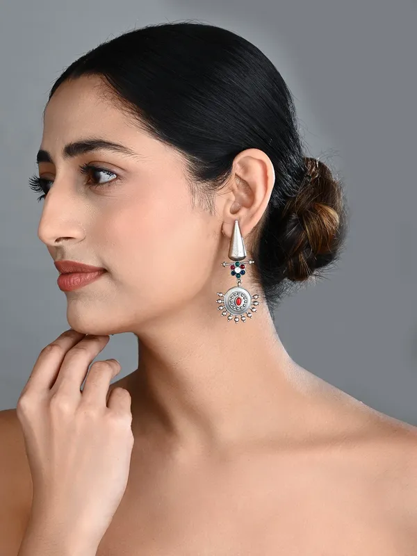 Oxidised_Tribal_Sun_Motif_Drop_Earrings