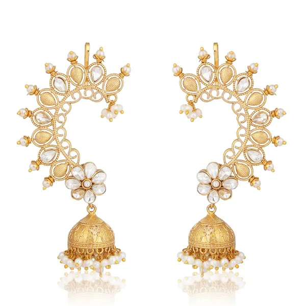 Gold-Tone_Floral_Jhumka_Ear_Cuff_Earrings