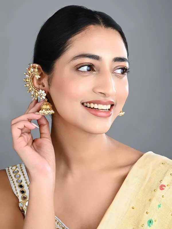 Gold-Tone_Floral_Jhumka_Ear_Cuff_Earrings