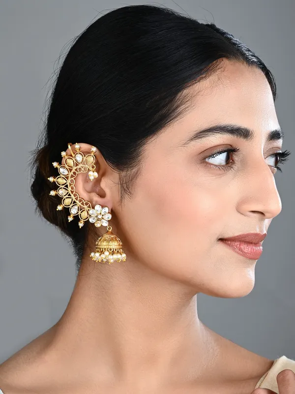 Gold-Tone_Floral_Jhumka_Ear_Cuff_Earrings