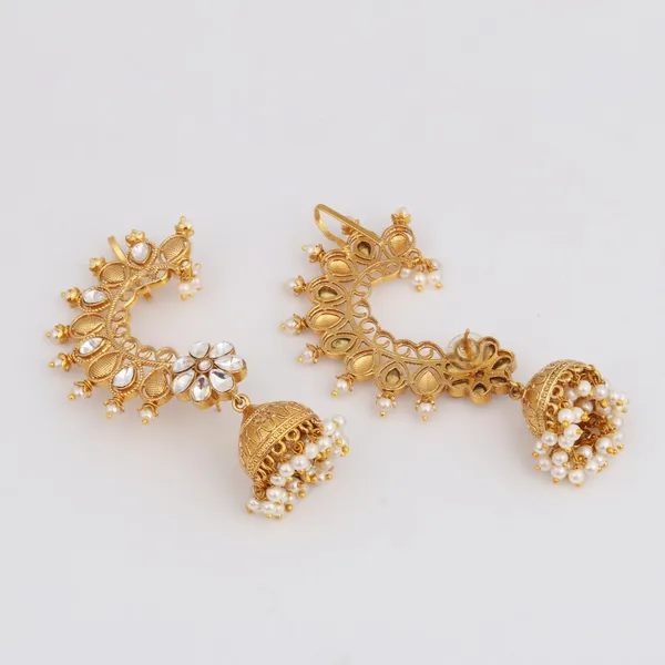 Gold-Tone_Floral_Jhumka_Ear_Cuff_Earrings