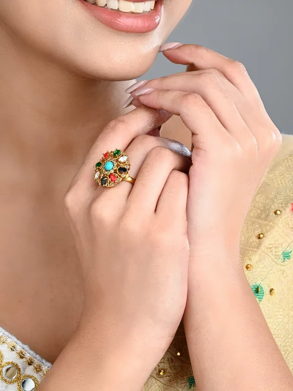 Multicolor_Floral_Statement_Ring_–_Gold_Finish_Adjustable_Cocktail_Ring