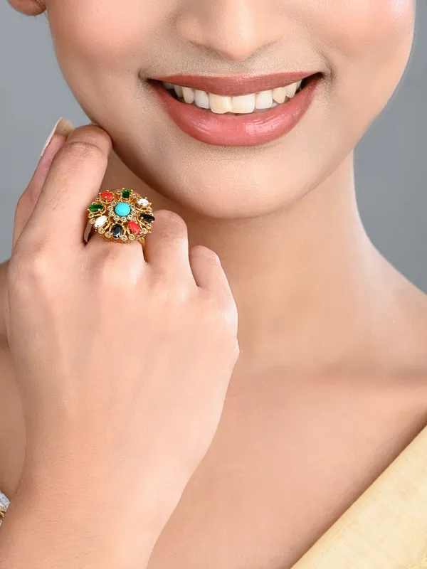 Multicolor_Floral_Statement_Ring_–_Gold_Finish_Adjustable_Cocktail_Ring