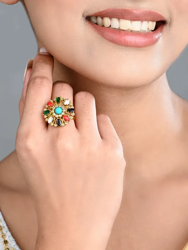 Multicolor_Floral_Statement_Ring_–_Gold_Finish_Adjustable_Cocktail_Ring