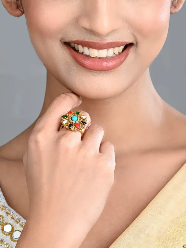Multicolor_Floral_Statement_Ring_–_Gold_Finish_Adjustable_Cocktail_Ring