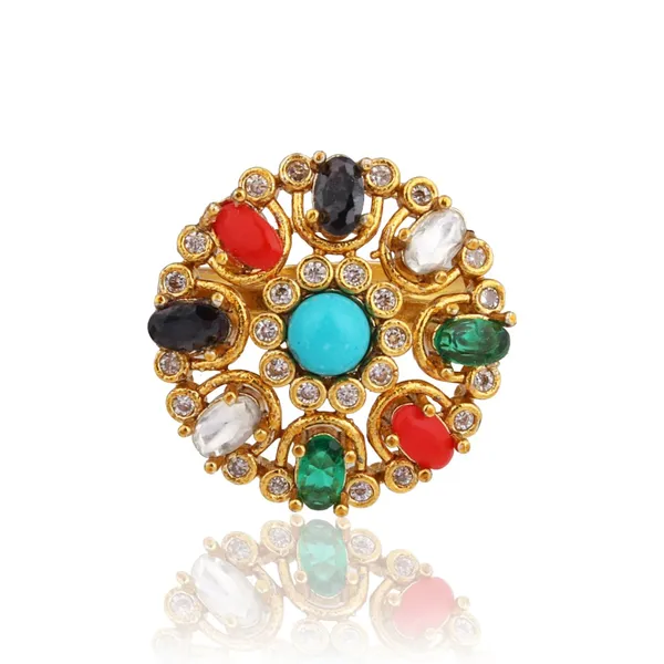 Multicolor_Floral_Statement_Ring_Gold_Finish_Adjustable_Cocktail_Ring