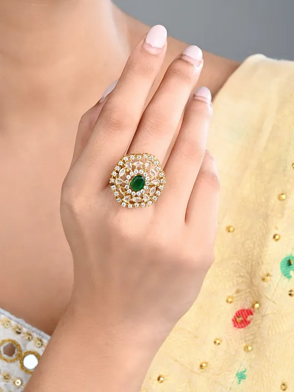 Emerald_Green_Stone_&_Crystal_Floral_Ring