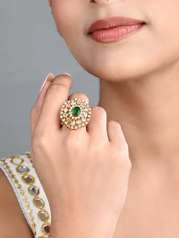 Emerald_Green_Stone_&_Crystal_Floral_Ring
