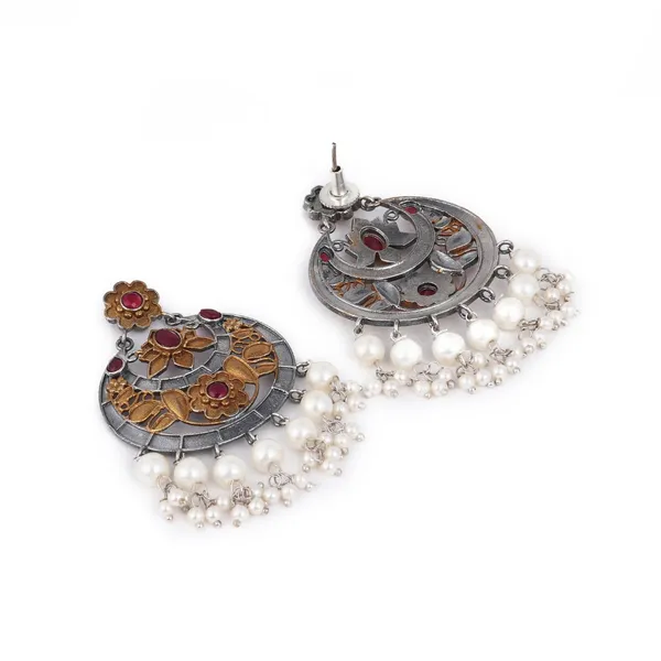 Antique_Dual-Tone_Ruby_Pearl_Chandbali_Earrings