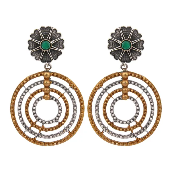 Dual-Tone_concentric_Circle_Drop_Earrings
