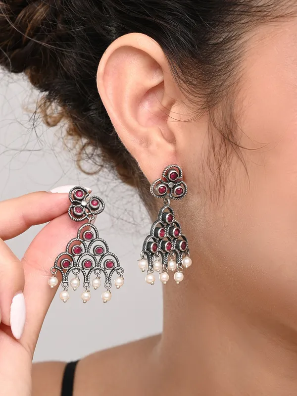 Silver_Oxydised_finish_Chandelier_drop_earring
