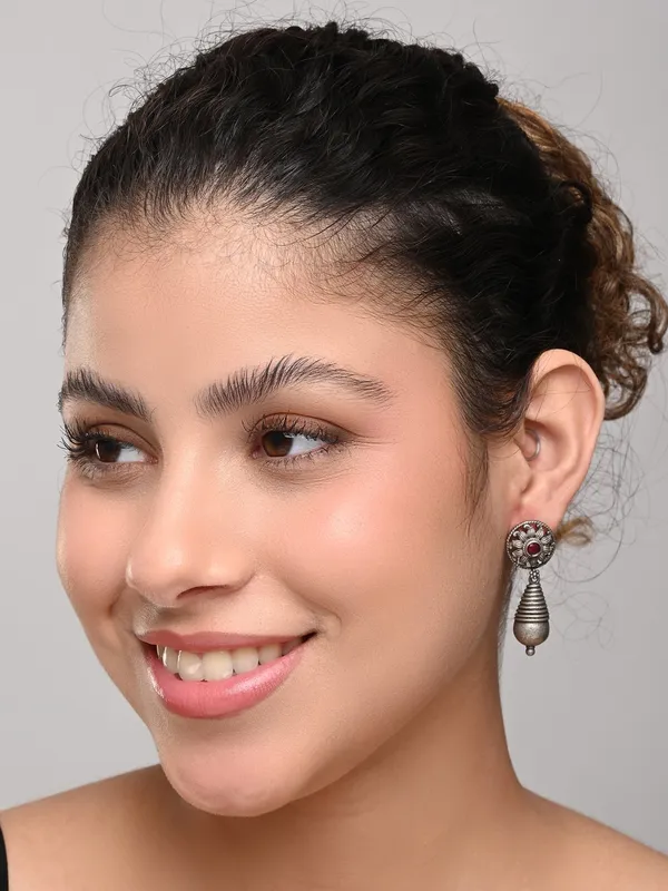 Oxidized_Sun_Motif_Ruby_Drop_Earrings
