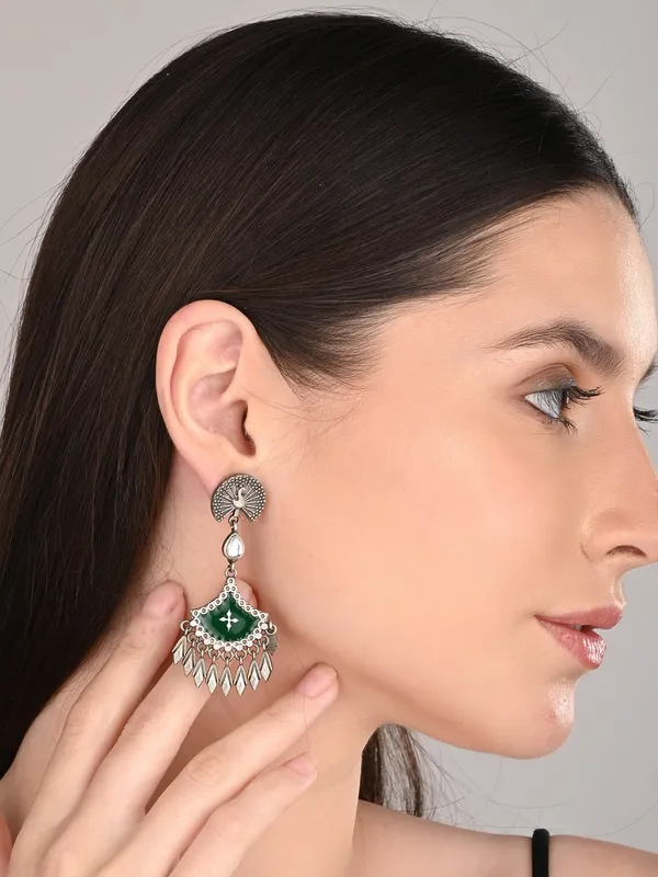 Silver_Oxidised_finish_hand_painted_drop_earring