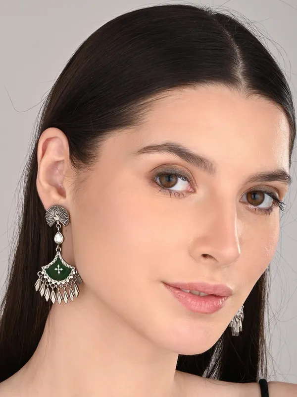 Silver_Oxidised_finish_hand_painted_drop_earring