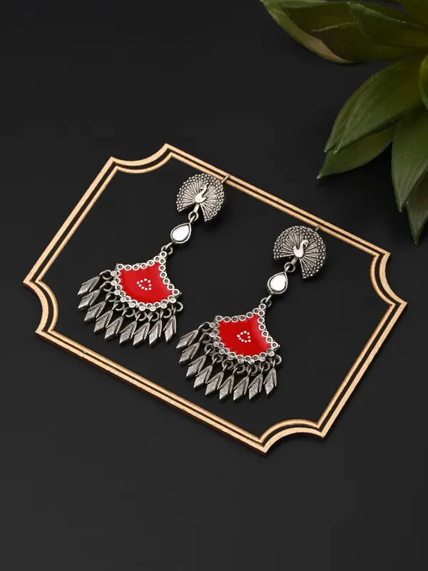 Silver_Oxidised_Finish_Hand_Painted_Drop_Earring