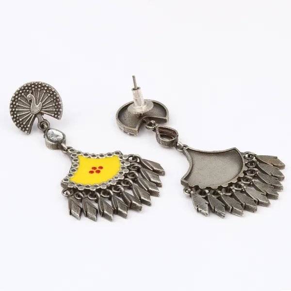 Silver_Oxidised_Finish_Hand_Painted_Drop_Earring