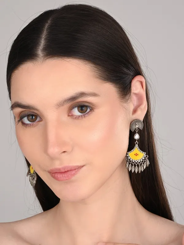 Silver_Oxidised_Finish_Hand_Painted_Drop_Earring