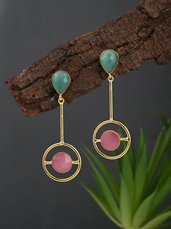 Gold_plated_Multi_coloured_stone_drop_earring
