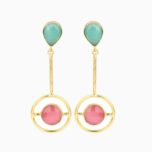 Gold_plated_Multi_coloured_stone_drop_earring