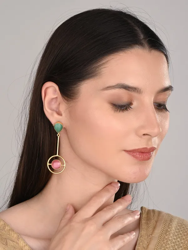 Gold_plated_Multi_coloured_stone_drop_earring