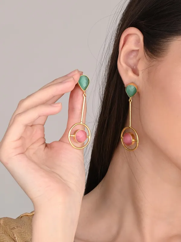 Gold_plated_Multi_coloured_stone_drop_earring