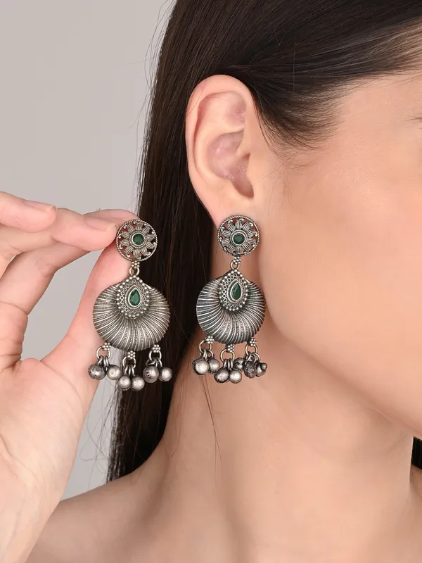 Silver_Oxydised_Finish_Carved_Drop_Earring