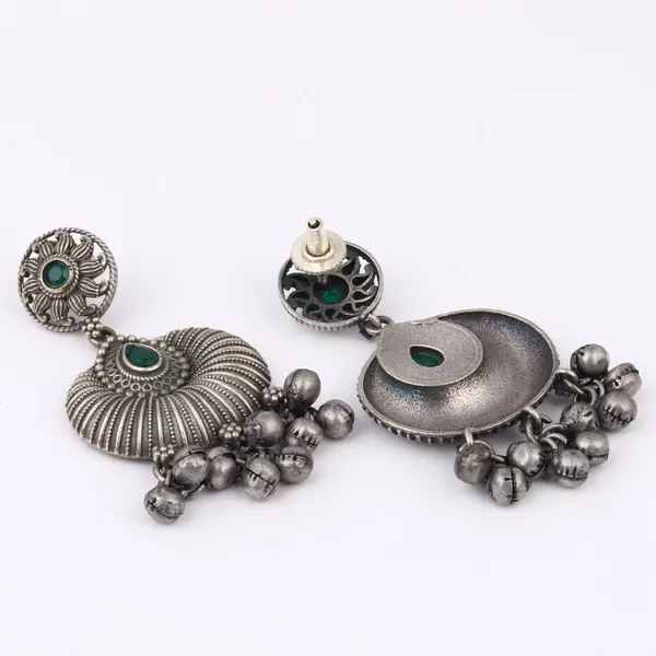 Silver_Oxydised_Finish_Carved_Drop_Earring