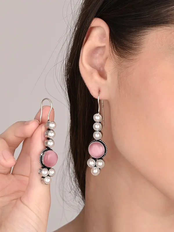 Pearl_&_Stone_drop_earring