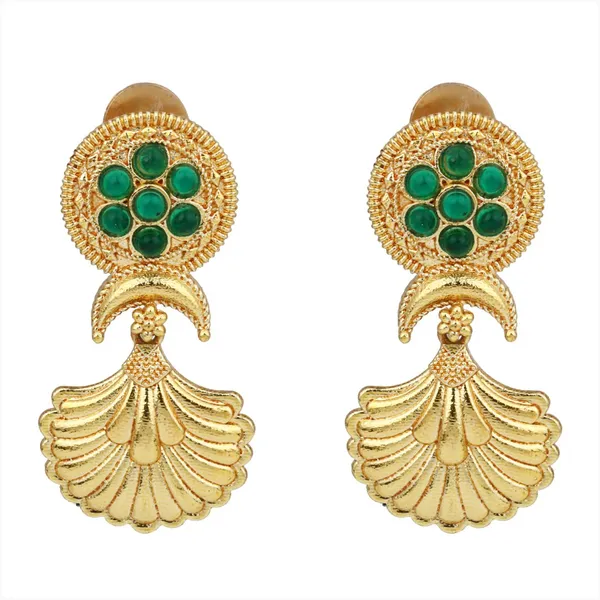 Gold-Plated_Drop_Earrings_with_Green_AD_Stone