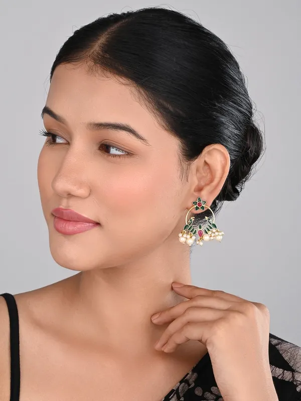 Gold_Plated_Chandbali_Earrings_With_Ad_Stones_&_Meenakari
