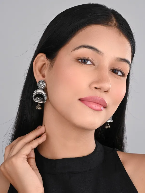 Silver_Oxydised_finish_Drop_earring