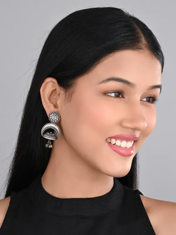 Silver_Oxydised_finish_Drop_earring