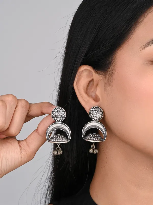 Silver_Oxydised_Finish_Drop_Earring