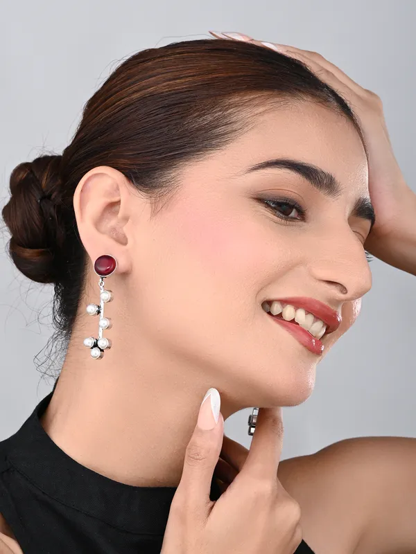 Stone_&_pearl_drop_earring