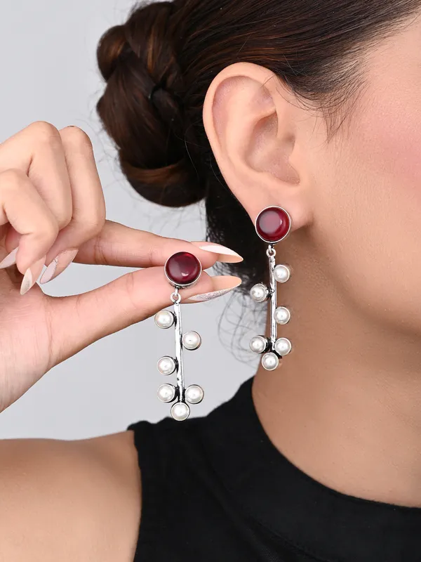 Stone_&_pearl_drop_earring
