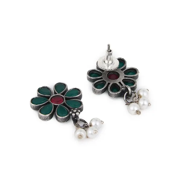 Oxidised_Silver_Red-Green_Floral_Hasli_Necklace_Set