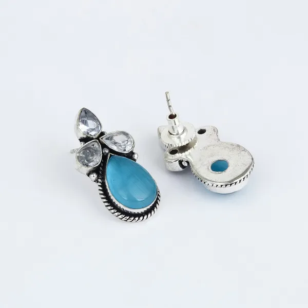 Silver_Oxydised_Delicate_Ad_Stone_Pendant_Set