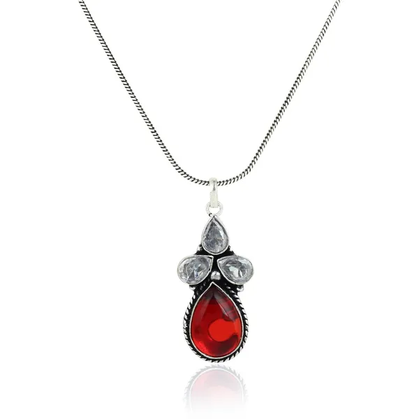 Silver_Oxydised_Delicate_AD_stone_Pendant_Set